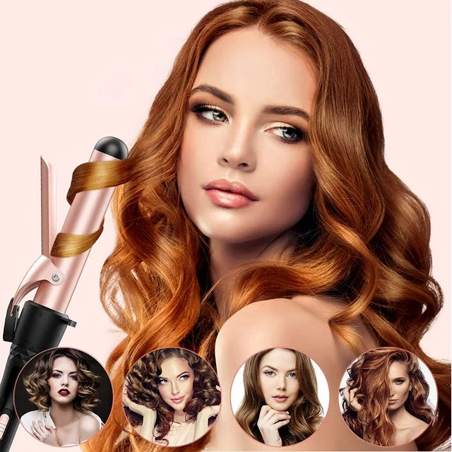 Beach Wave Curling Iron Wand, FINETOL 5 in 1 Hair Waver 3 Barrel Curling Iron Set for Long Short Soft Hard Hair, 30s Heat-up 5 Ceramic Hair Wand Curling Iron (0.3-1.25) with 2 Temps