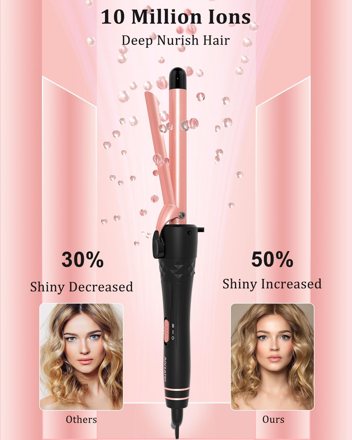 Wand Curling Iron, Curling Wand Set, MOCEMTRY Professional 5 in 1 Hair Curling Hair Iron with Interchangeable Barrels, Instant Heating & Adjustable Temperature, Gift for Women (Silver)