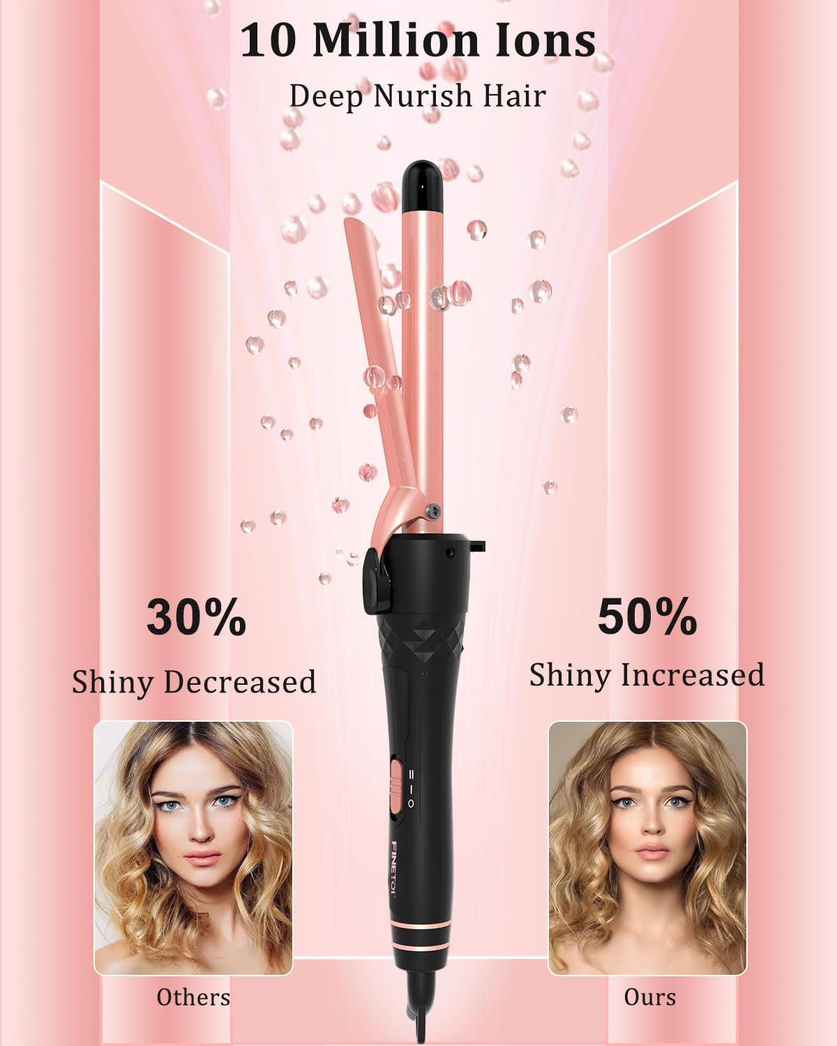 Wand Curling Iron, Curling Wand Set, FINETOL Professional 5 in 1 Hair Curling Hair Iron with Interchangeable Barrels, Instant Heating & Adjustable Temperature, Gift for Women