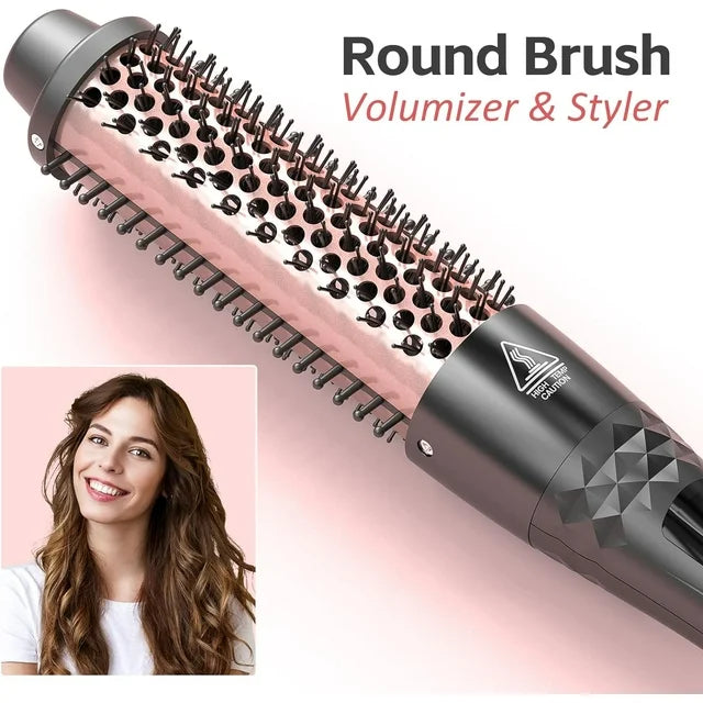 Curling Thermal Brush, FINETOL 1.5 Inch Curling Iron Brush, Ionic Heated Round Brush Makes Hair Smoother, Dual Voltage Thermal Round Brush, 2 in 1 Heated Curling Brush for Curls & Volume