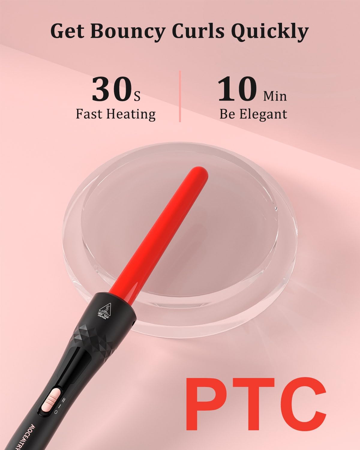Wand Curling Iron, Curling Wand Set, MOCEMTRY Professional 5 in 1 Hair Curling Hair Iron with Interchangeable Barrels, Instant Heating & Adjustable Temperature, Gift for Women (Silver)