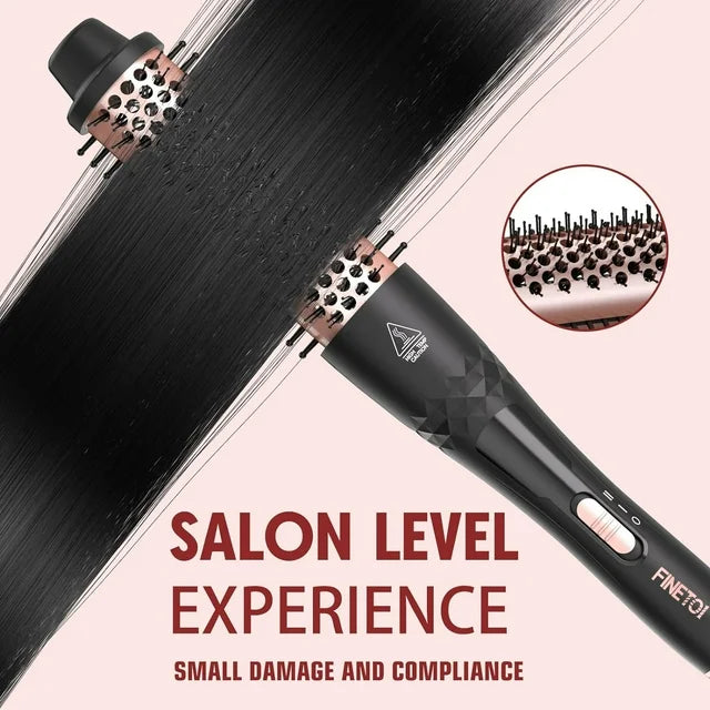 Curling Thermal Brush, FINETOL 1.5 Inch Curling Iron Brush, Ionic Heated Round Brush Makes Hair Smoother, Dual Voltage Thermal Round Brush, 2 in 1 Heated Curling Brush for Curls & Volume