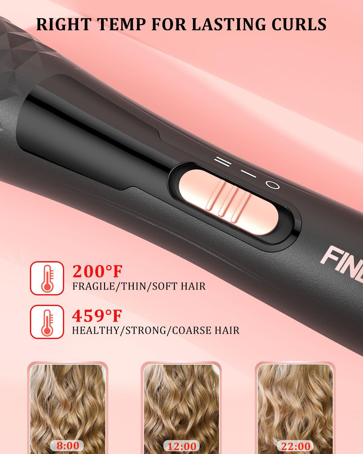 Wand Curling Iron, Curling Wand Set, FINETOL Professional 5 in 1 Hair Curling Hair Iron with Interchangeable Barrels, Instant Heating & Adjustable Temperature, Gift for Women