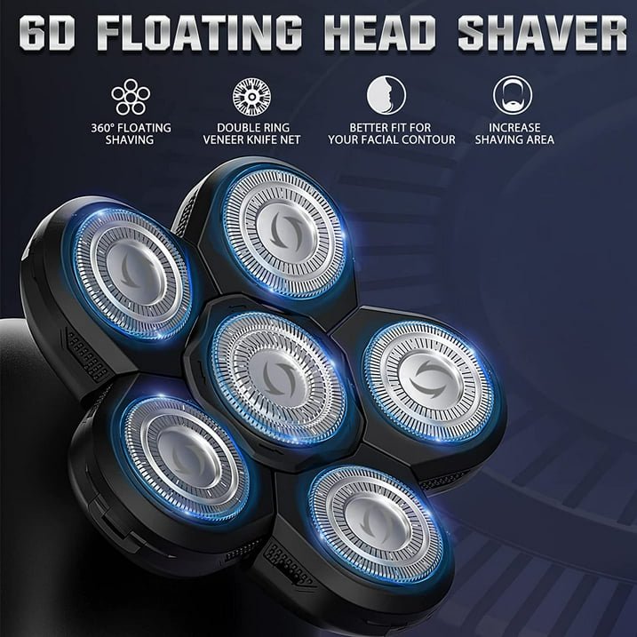 MAXT 6 Blades Replacement Shaver Head, 100% Original Mens 6D Rotary Shaver Replacement Head