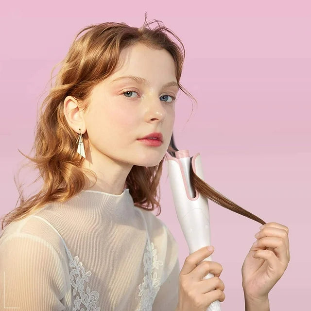 OCALISS Automatically Curling Iron Wand, Pro Hair Curler with 1” Ceramic Rotating Barrel, 3 Temperature Control, Smart Anti-Stuck Sensor and Auto Shut-Off Portable Curling Iron for Hair Styling