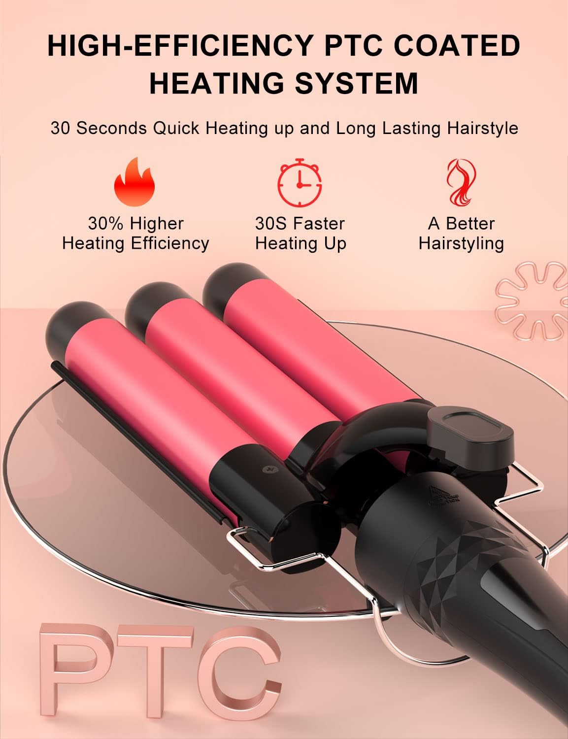 MAXT 5 in 1 Curling Iron with Curling Brush and 4 Interchangeable Ceramic Curling Wand(0.35”-1.25”)(Black)
