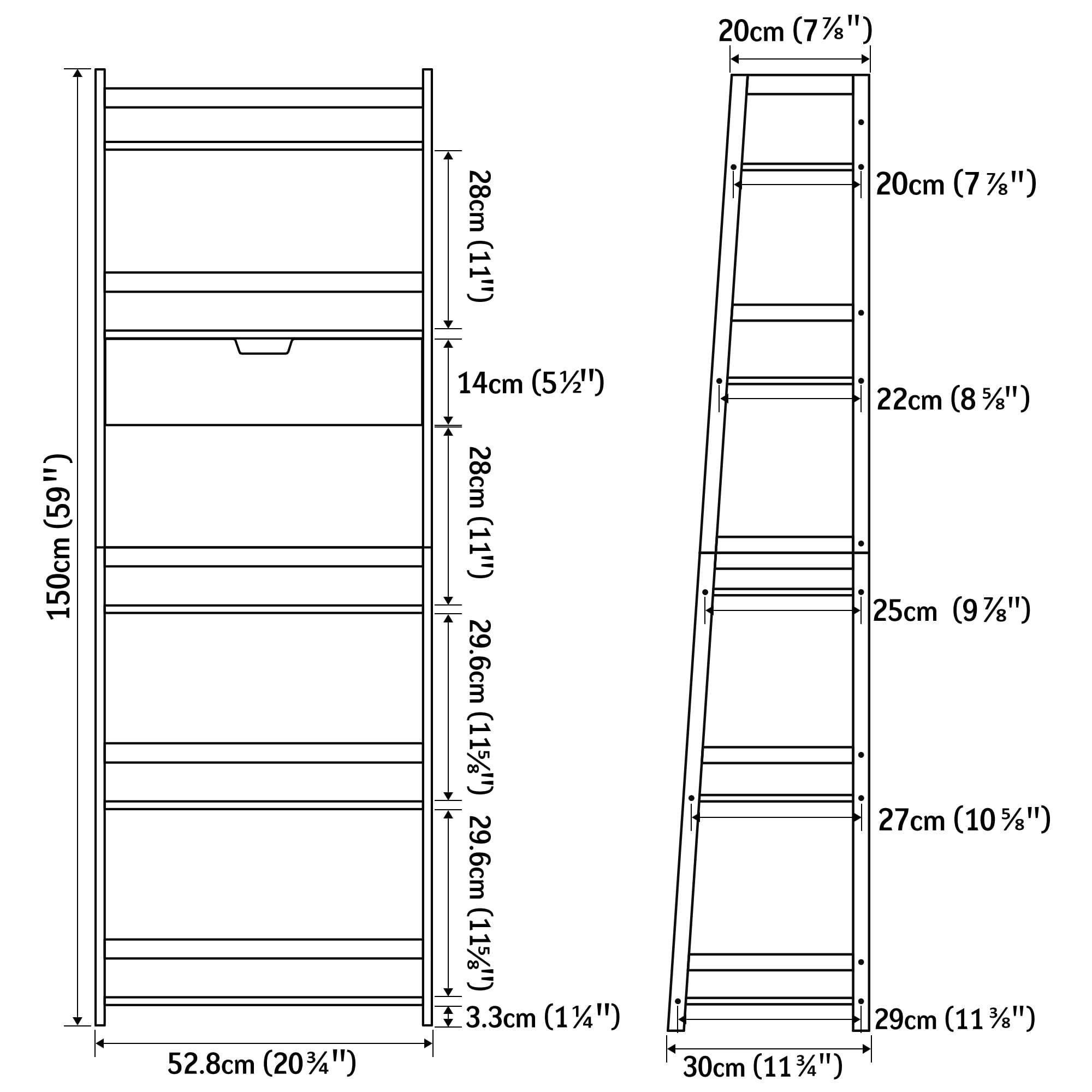 WTZ Bamboo Bookshelf with Drawer, 519 Black