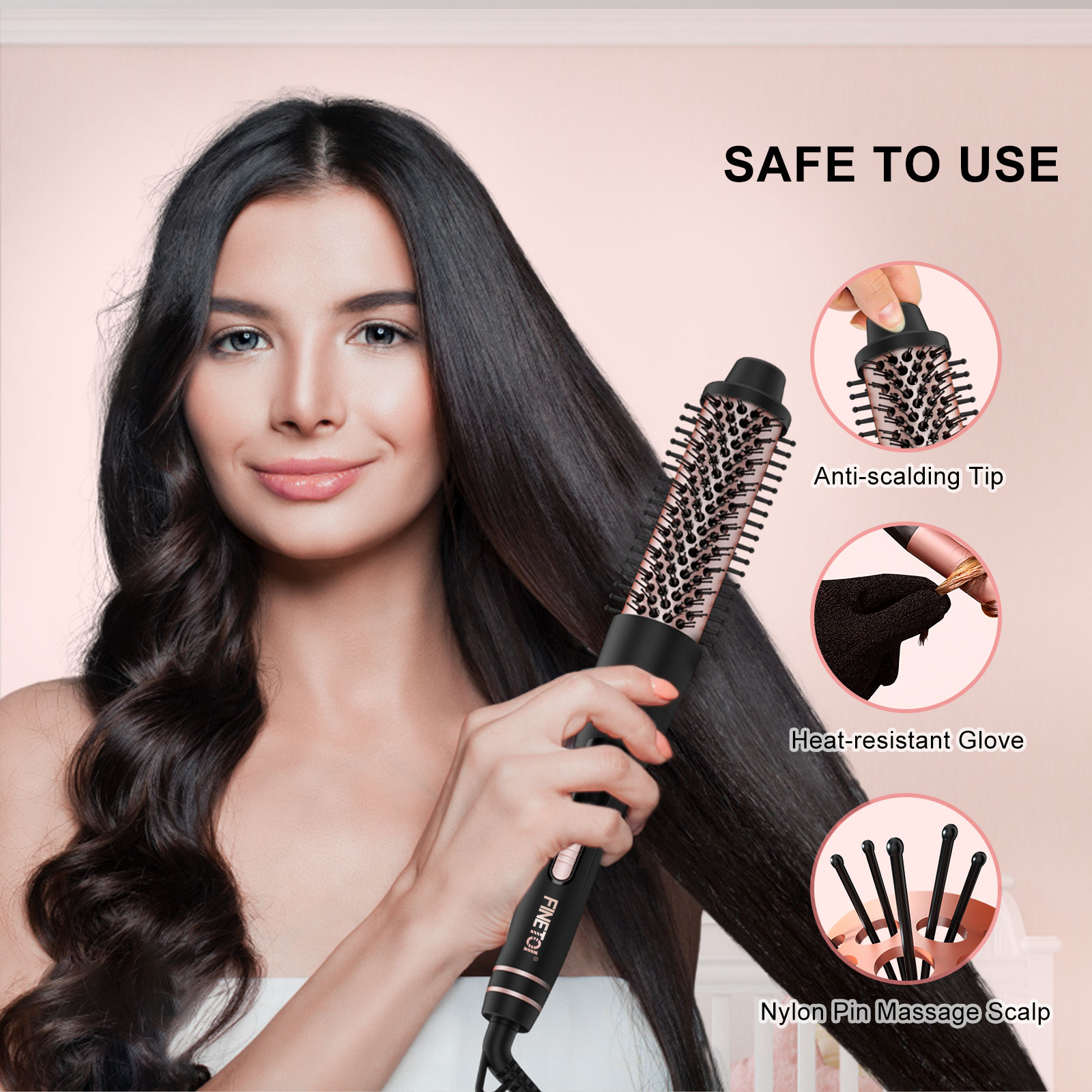 Beach Wave Curling Iron Wand, FINETOL 5 in 1 Hair Waver 3 Barrel Curling Iron Set for Long Short Soft Hard Hair, 30s Heat-up 5 Ceramic Hair Wand Curling Iron (0.3-1.25) with 2 Temps