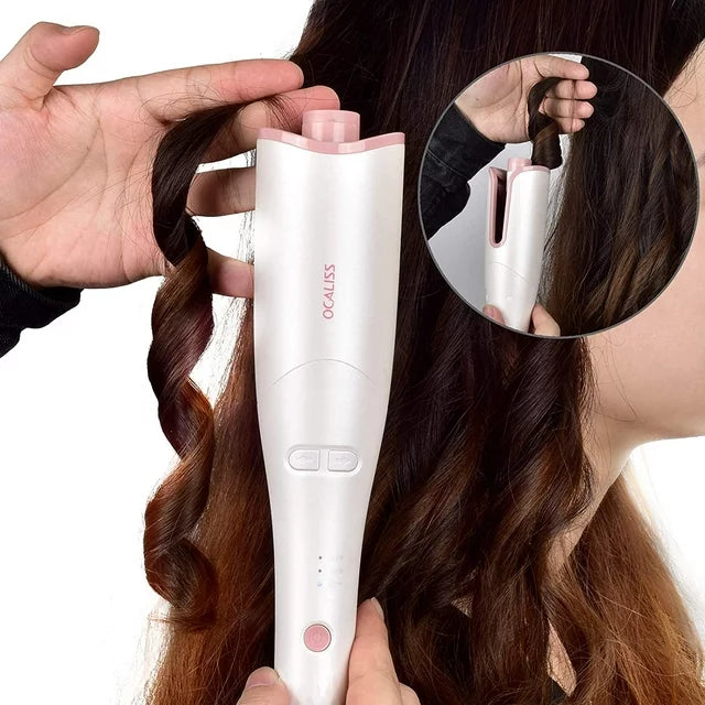 OCALISS Automatically Curling Iron Wand, Pro Hair Curler with 1” Ceramic Rotating Barrel, 3 Temperature Control, Smart Anti-Stuck Sensor and Auto Shut-Off Portable Curling Iron for Hair Styling