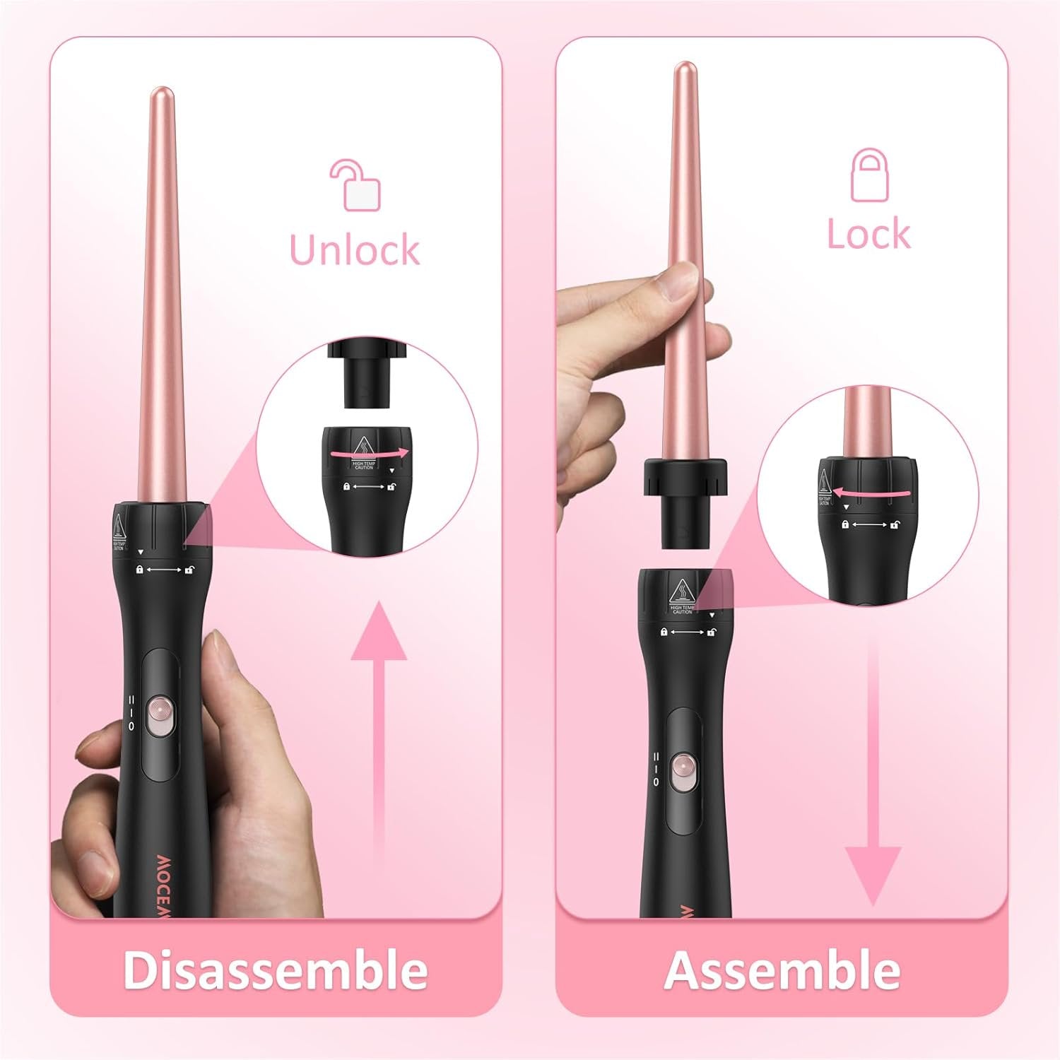 MOCEMTRY 5 in 1 Curling Wand Set with 3 Barrel Hair Crimper for Women,Fast Heating Hair Wand Curler with Two Temp Control.