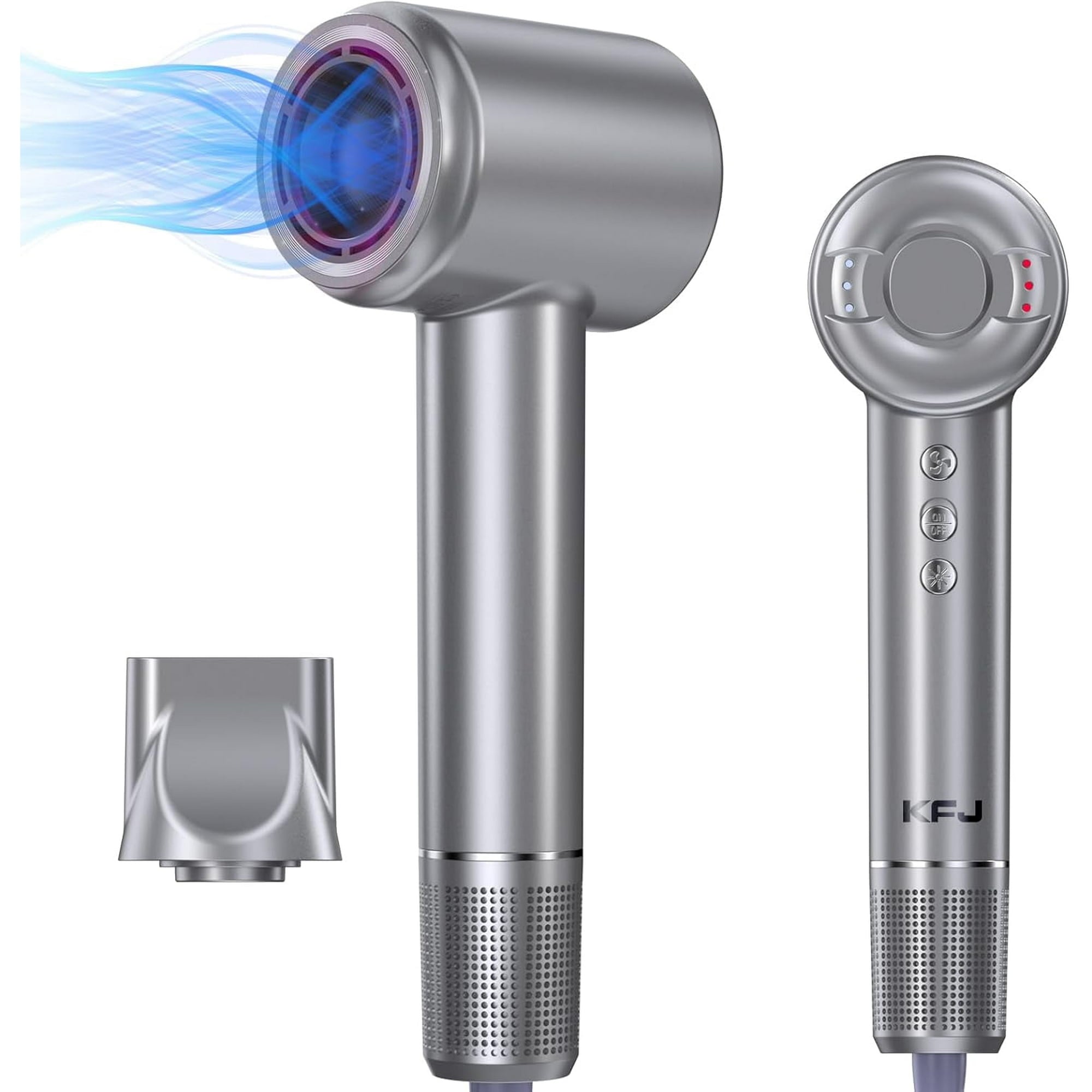 High Speed Hair Dryer, KFJ Professional Negative Ionic Blow Dryer, 110000 RPM Brushless Motor for Fast Drying, 1400W Low Noise Thermo-Control Hair Dryer with Magnetic Nozzle