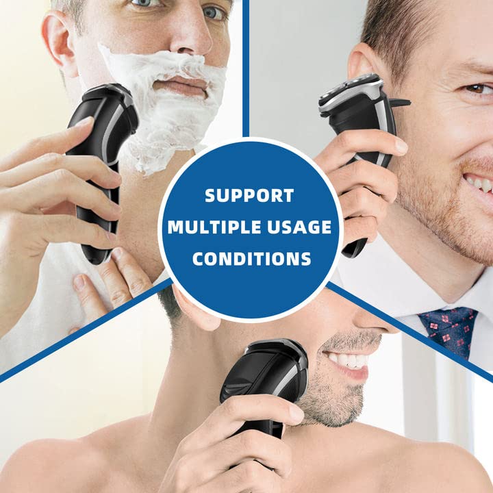 Electric Shaver Razor for Men, MAXT Quick Rechargeable Wet Dry Rotary Shaver with Pop Up Trimmer and LED Display, IPX7 100% Waterproof (8101 with USB Cable)
