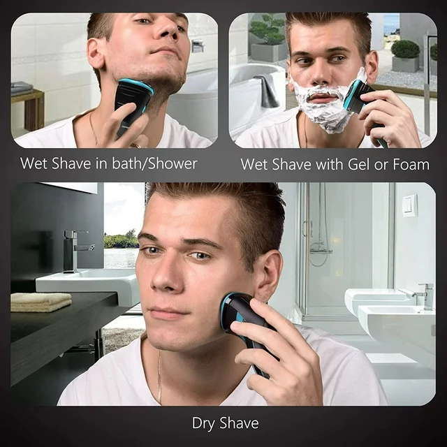 MAXT Electric Razor for Men Electric Shaver Face Shaver Rechargeable 100% Waterproof IPX7, Blue