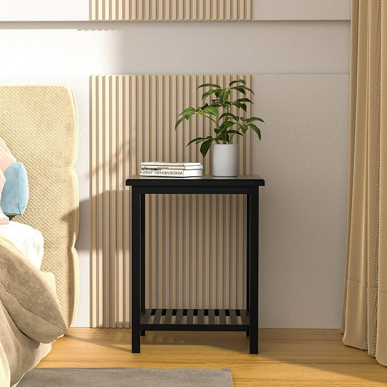 Modern Simplistic End Table, Black, Rectangular, Wood