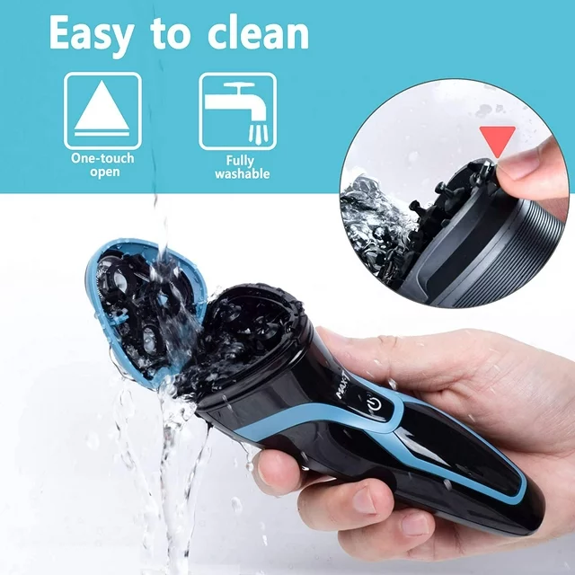MAXT Electric Razor for Men Electric Shaver Face Shaver Rechargeable 100% Waterproof IPX7, Blue