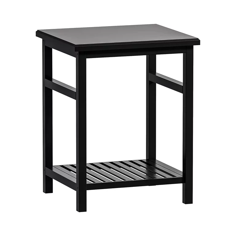 Modern Simplistic End Table, Black, Rectangular, Wood