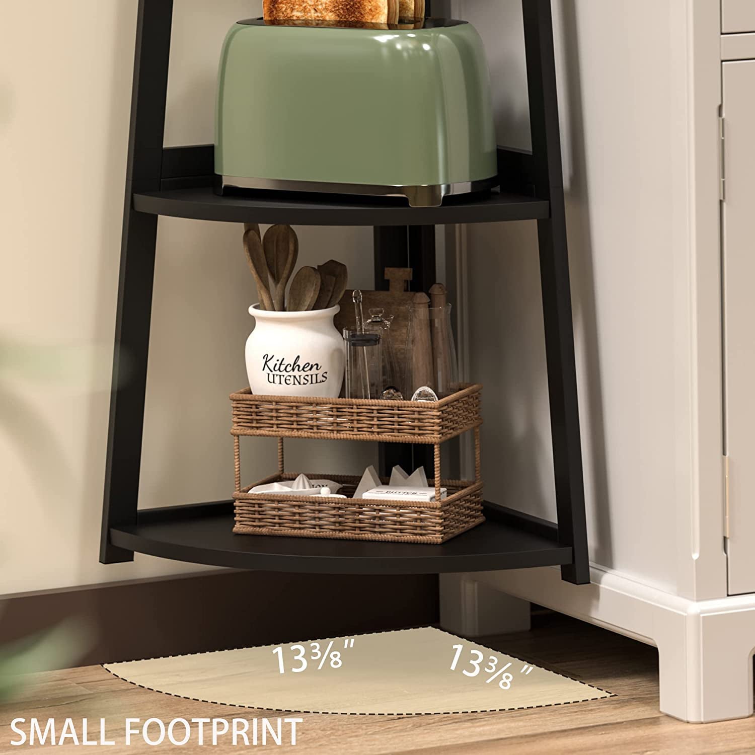 WTZ 4-Tier Corner Open Shelf ,Bookcase Freestanding Shelving