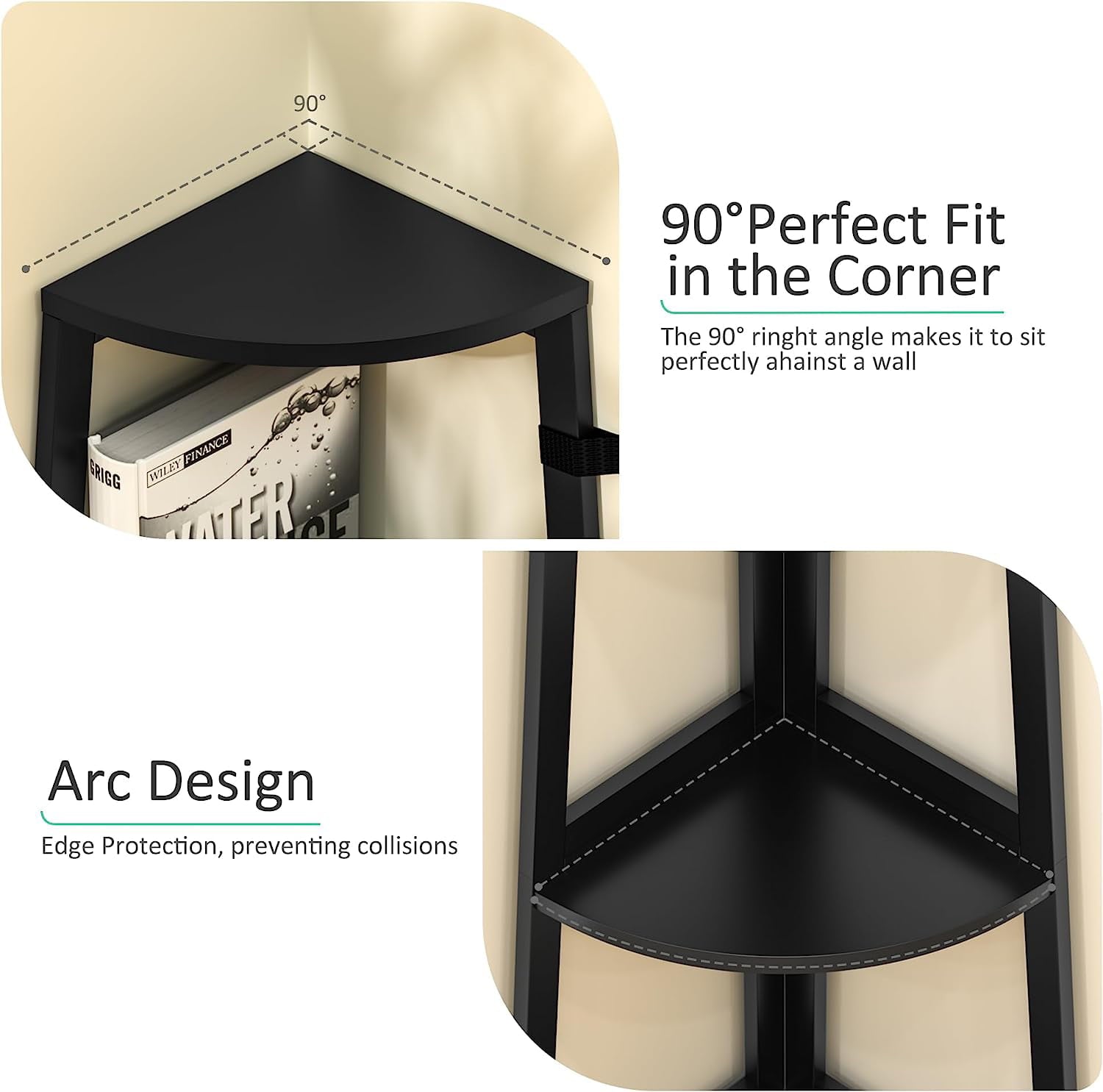 WTZ 4-Tier Corner Open Shelf ,Bookcase Freestanding Shelving