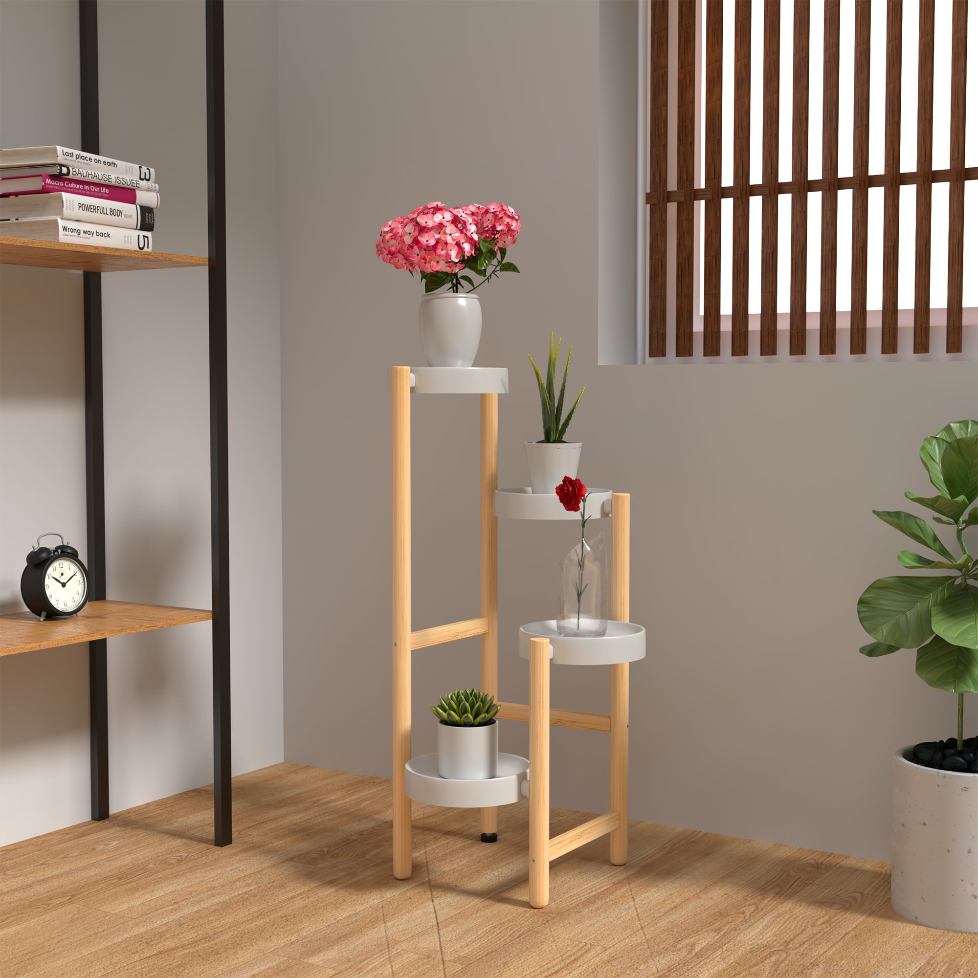 WTZ 4 Tier Bamboo Plant Shelf ZJ518