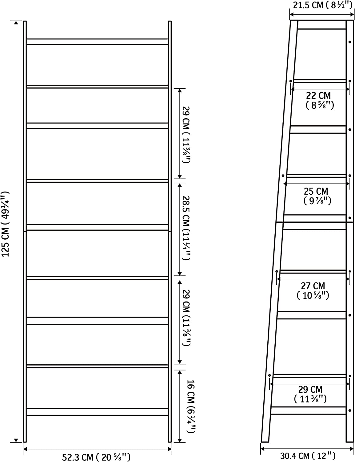 WTZ 4 Tier Bookshelf, Ladder Shelf MC801 White