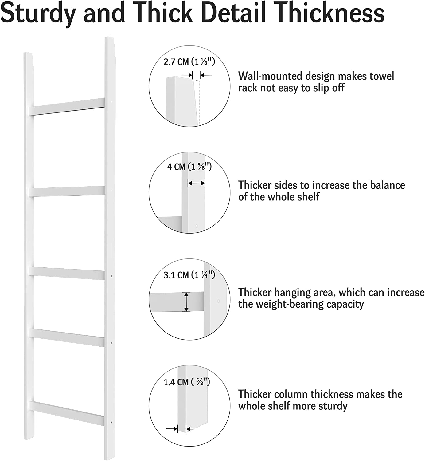 WTZ 5-Layer Towel Racks Blanket Ladder MC201 White