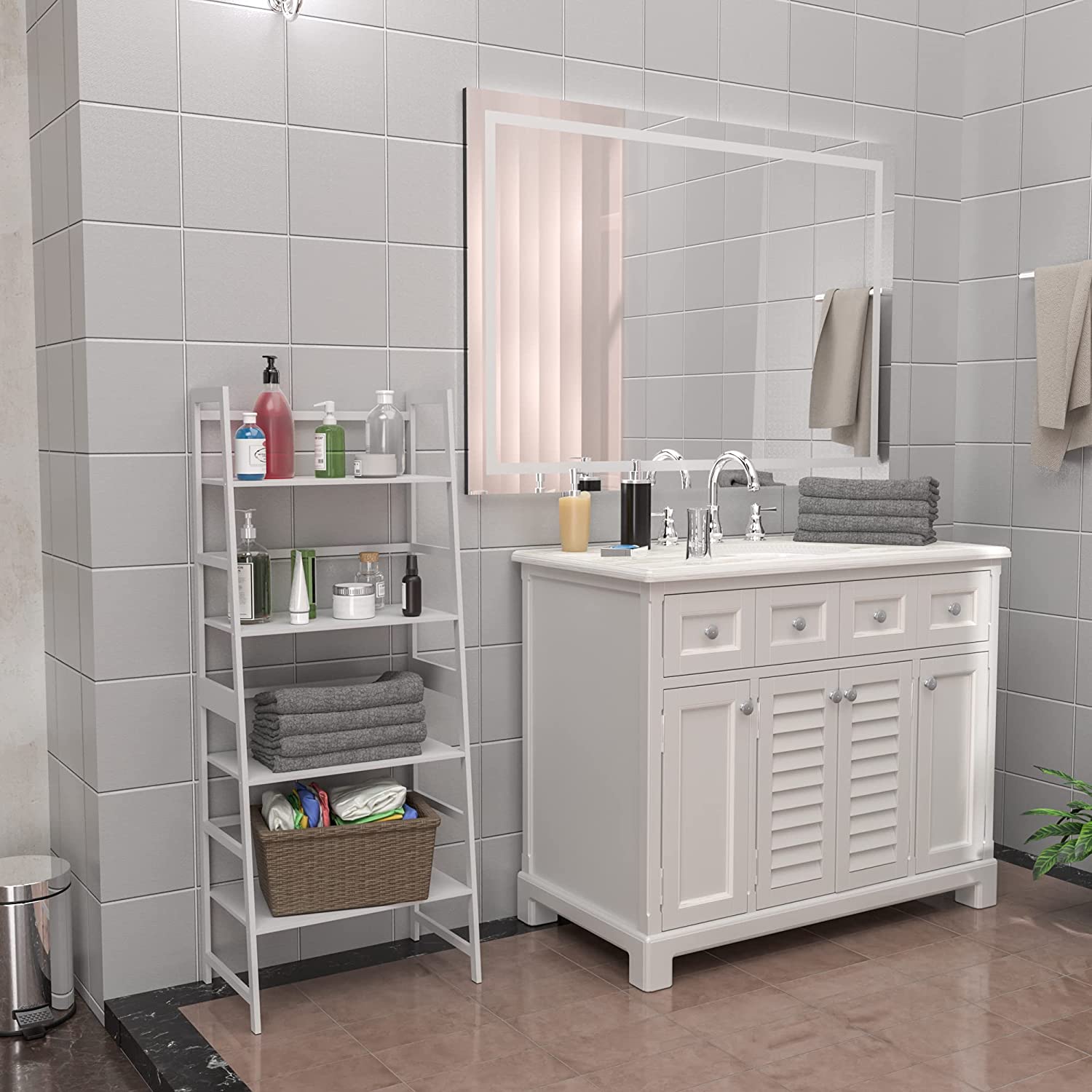 WTZ 4 Tier Bookshelf, Ladder Shelf MC801 White