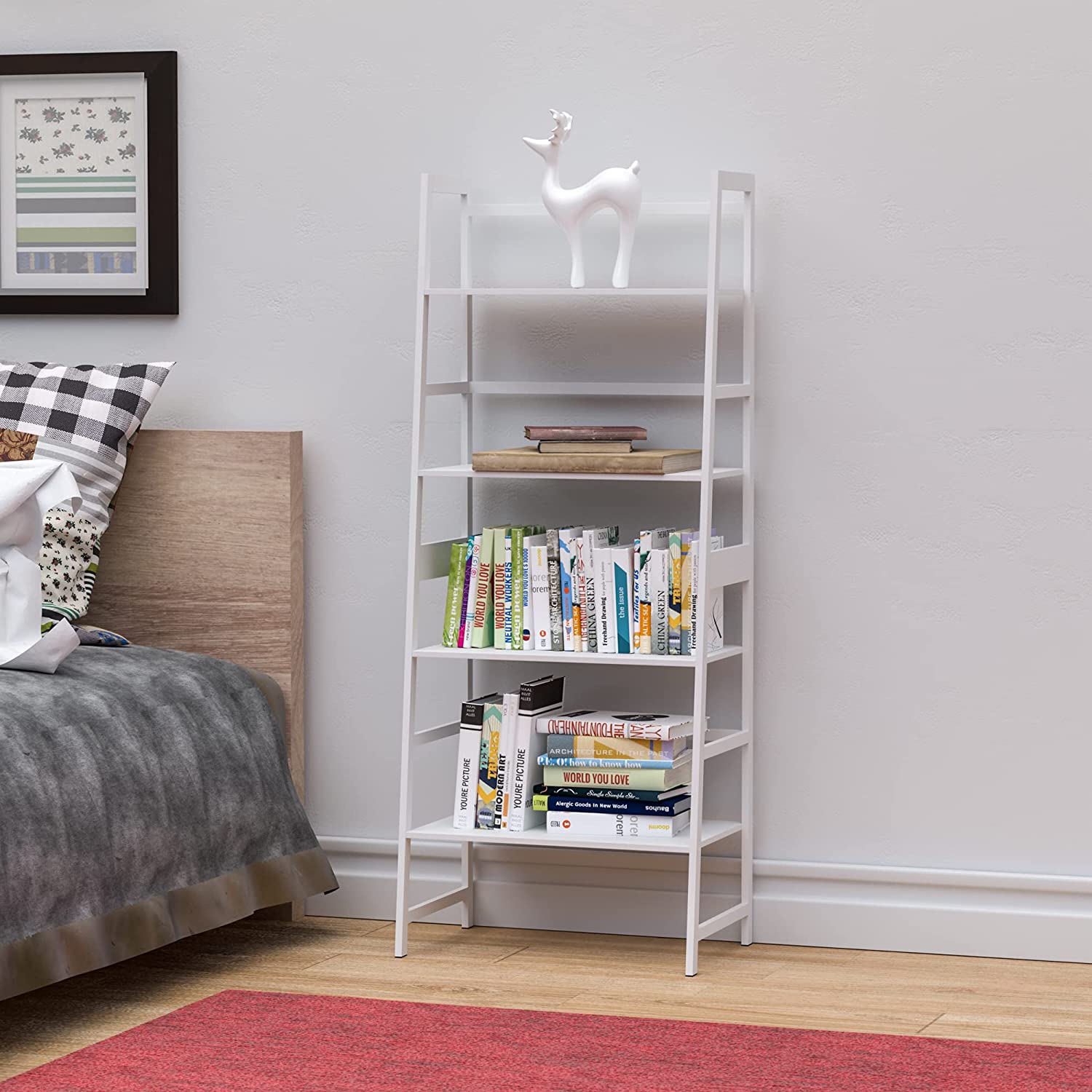 WTZ 4 Tier Bookshelf, Ladder Shelf MC801 White
