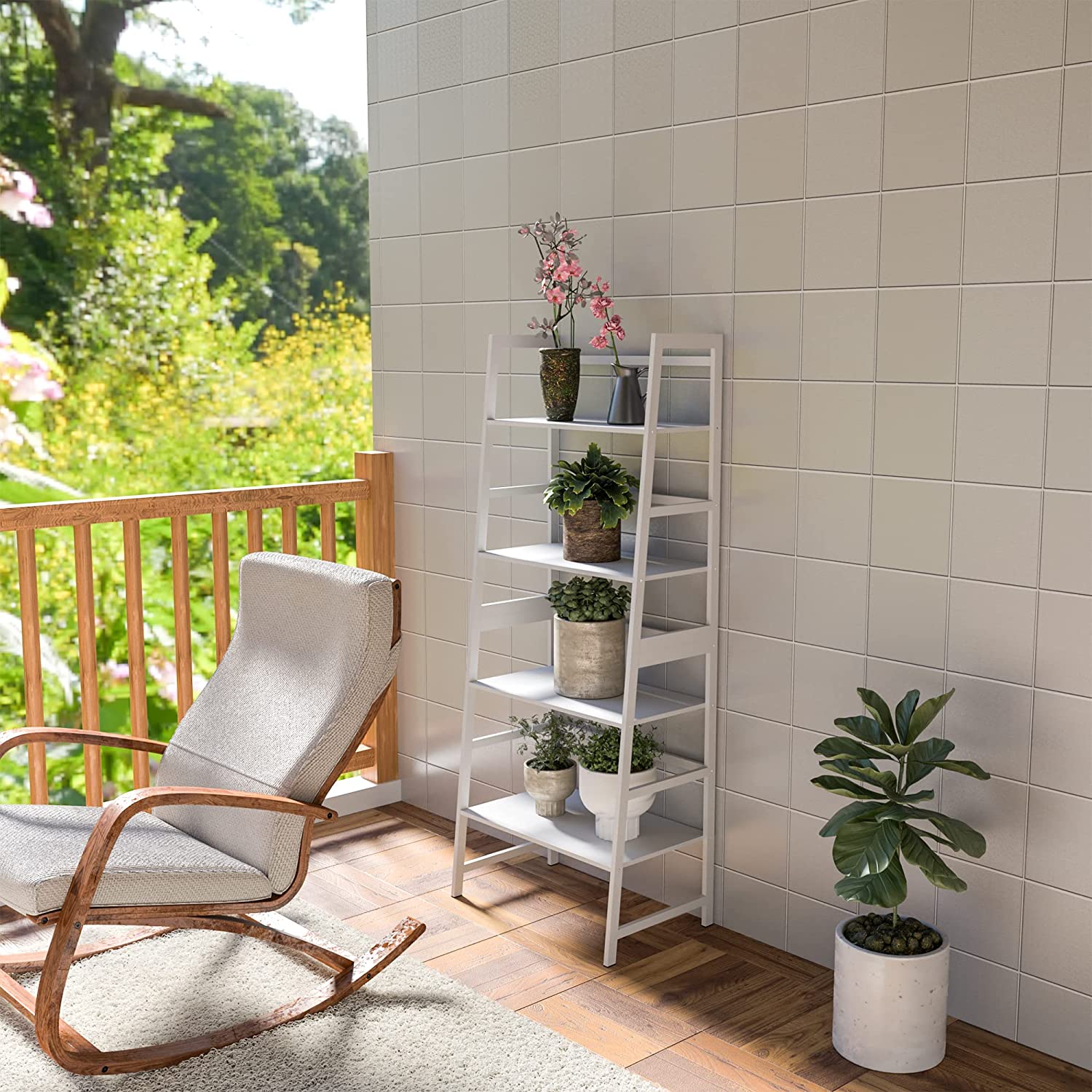 WTZ 4 Tier Bookshelf, Ladder Shelf MC801 White