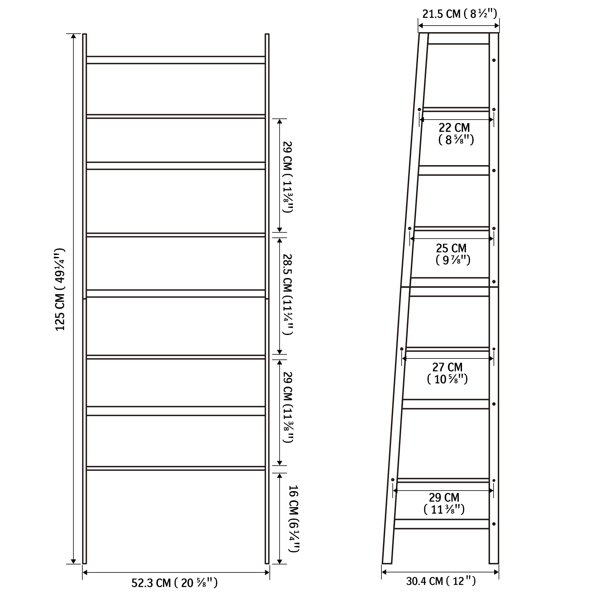 WTZ 4 Tier Bookshelf, Ladder Shelf MC801 Natural