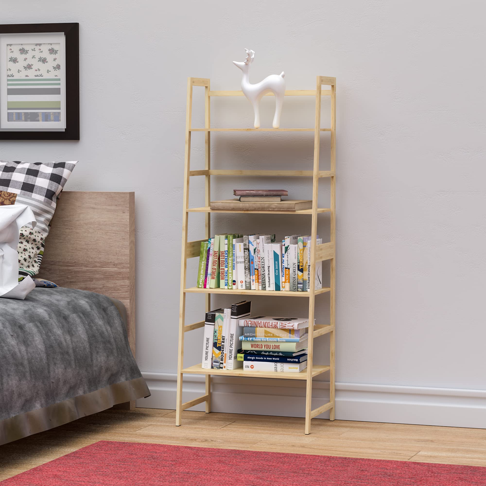 WTZ 4 Tier Bookshelf, Ladder Shelf MC801 Natural