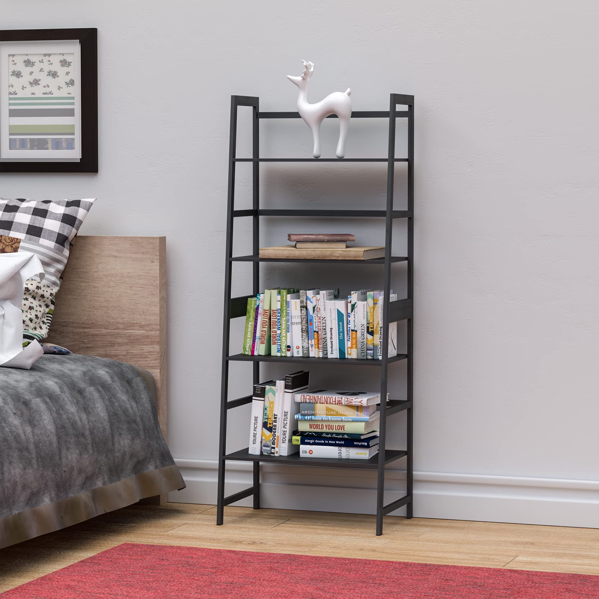 WTZ 4 Tier Bookshelf, Ladder Shelf MC801 Black