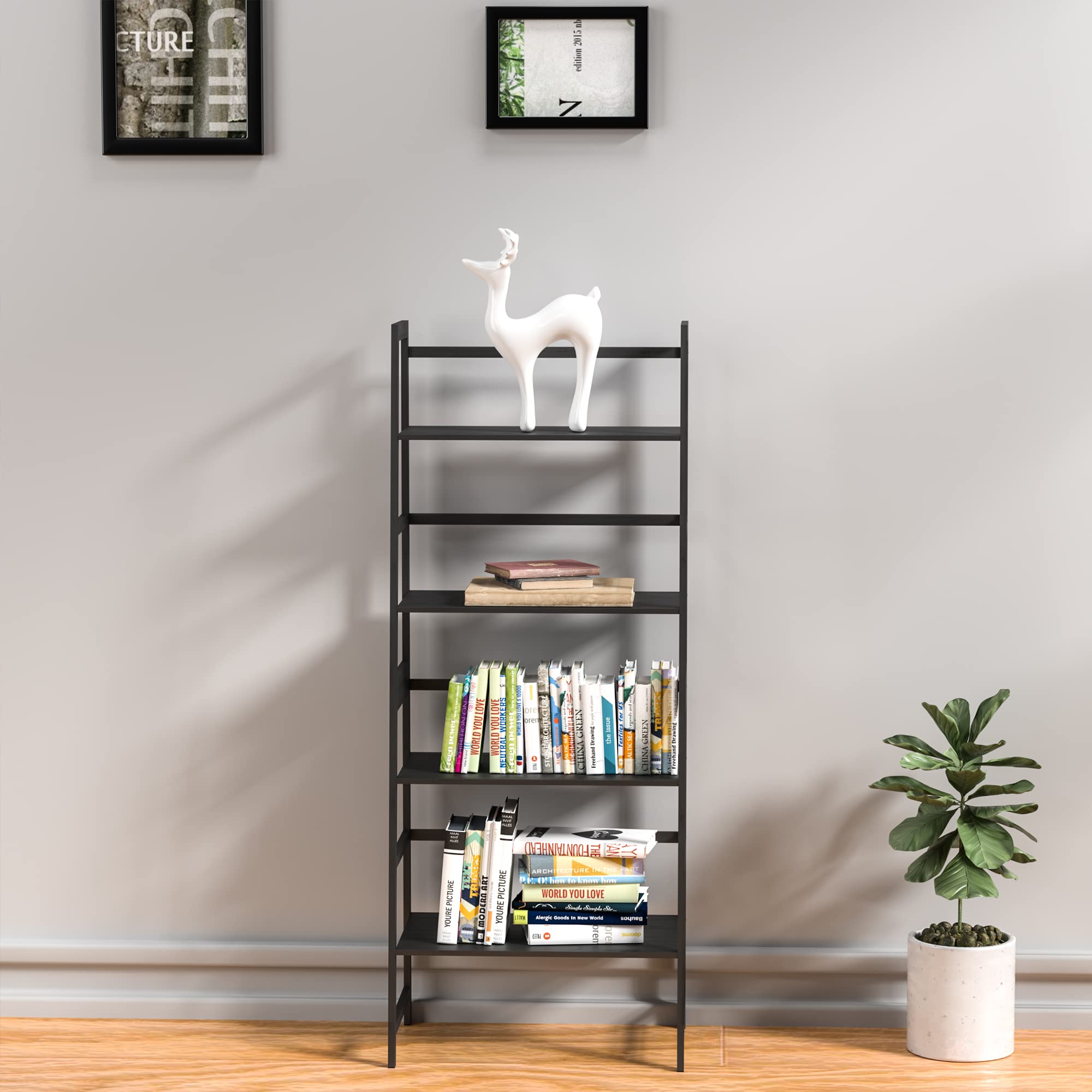 WTZ 4 Tier Bookshelf, Ladder Shelf MC801 Black