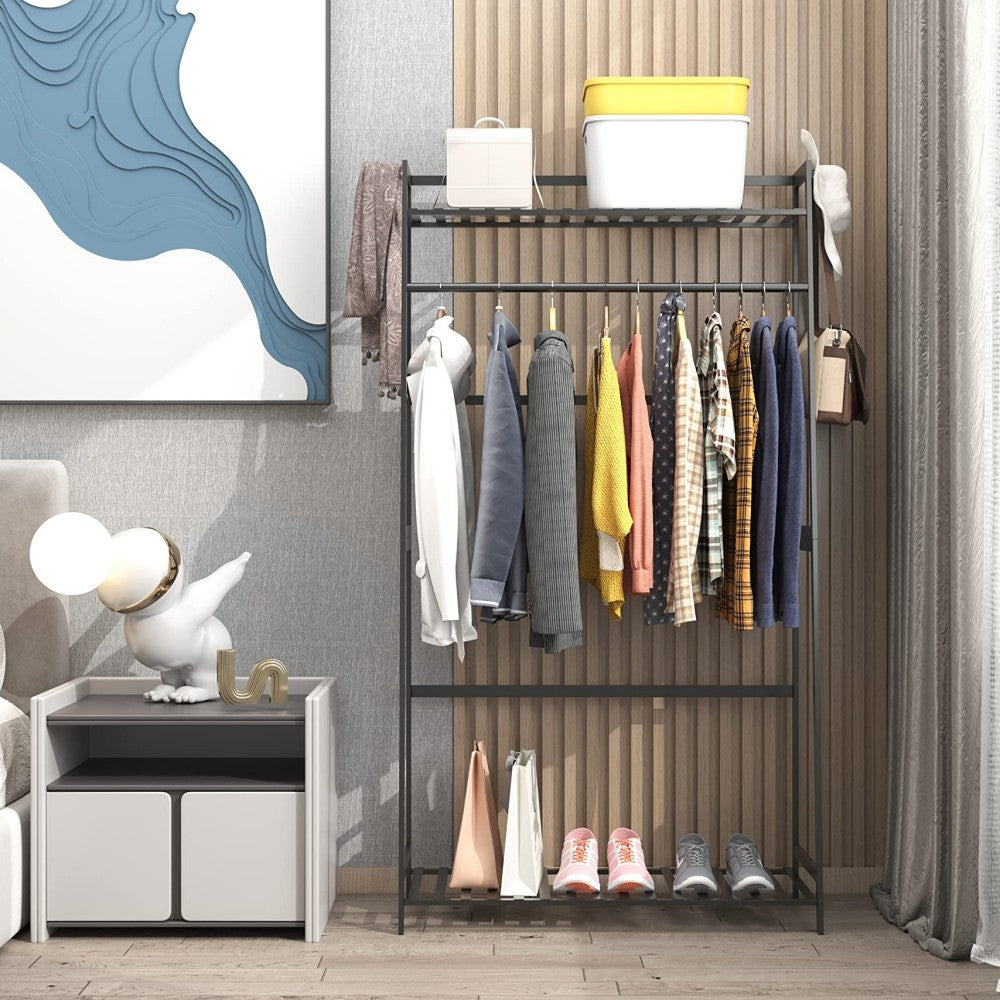 WTZ Clothing Rack with Shelves Freestanding Closet Organizer MC601 Black
