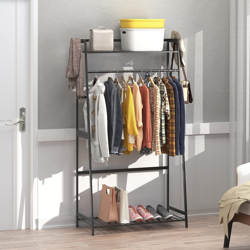 WTZ Clothing Rack with Shelves Freestanding Closet Organizer MC601 Black