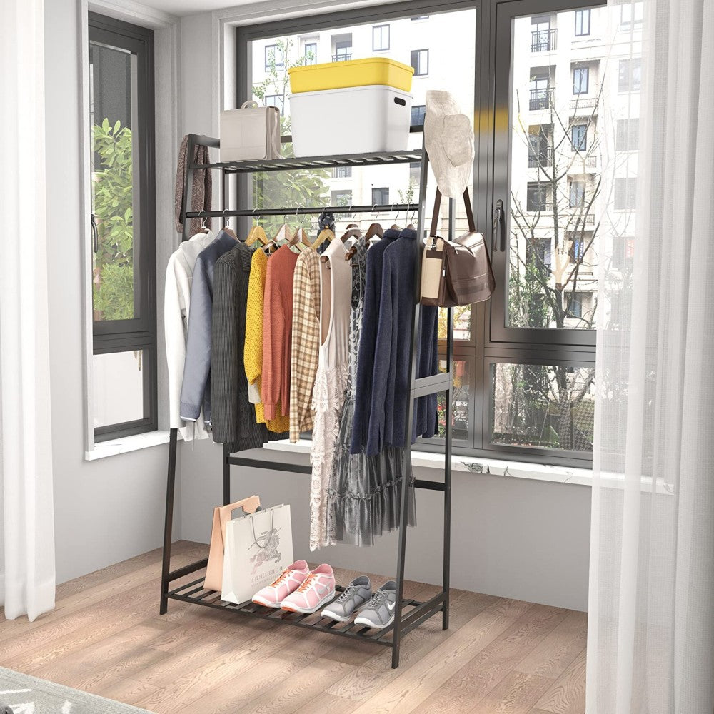 WTZ Clothing Rack with Shelves Freestanding Closet Organizer MC601 Black
