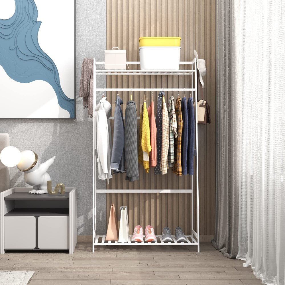 WTZ Clothing Rack with Shelves Freestanding Closet Organizer MC601 White