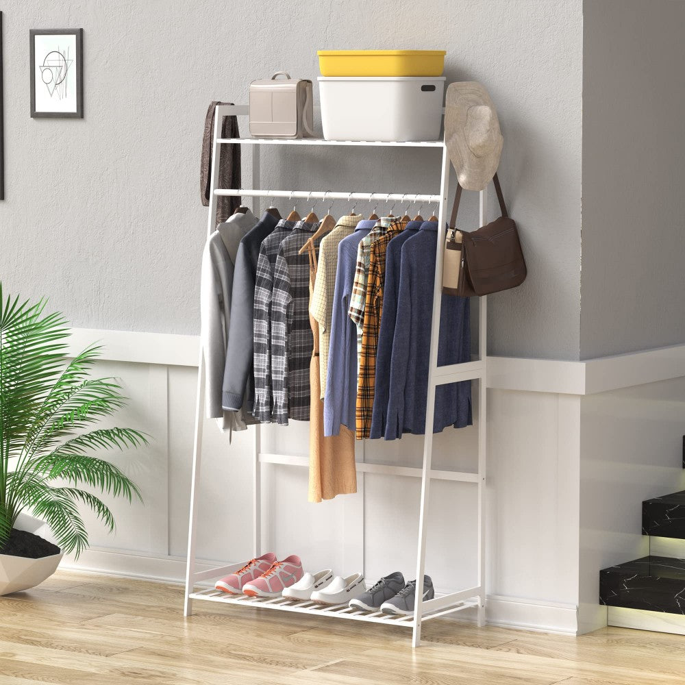 WTZ Clothing Rack with Shelves Freestanding Closet Organizer MC601 White