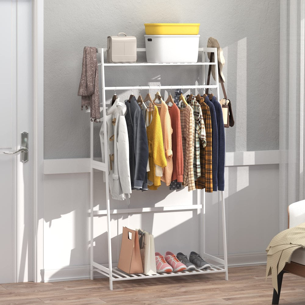 WTZ Clothing Rack with Shelves Freestanding Closet Organizer MC601 White