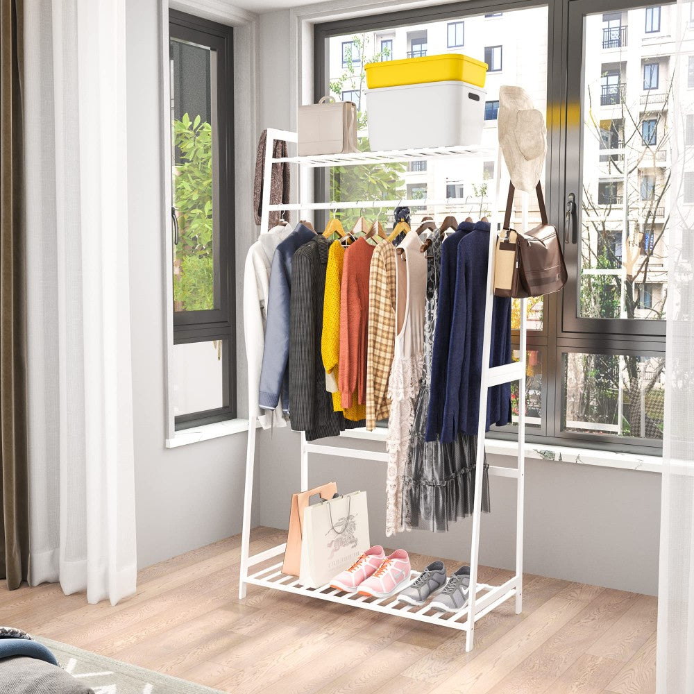 WTZ Clothing Rack with Shelves Freestanding Closet Organizer MC601 White