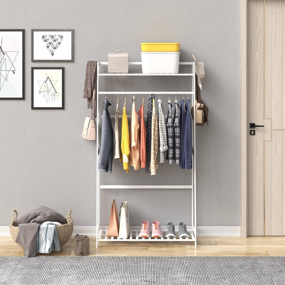 WTZ Clothing Rack with Shelves Freestanding Closet Organizer MC601 White