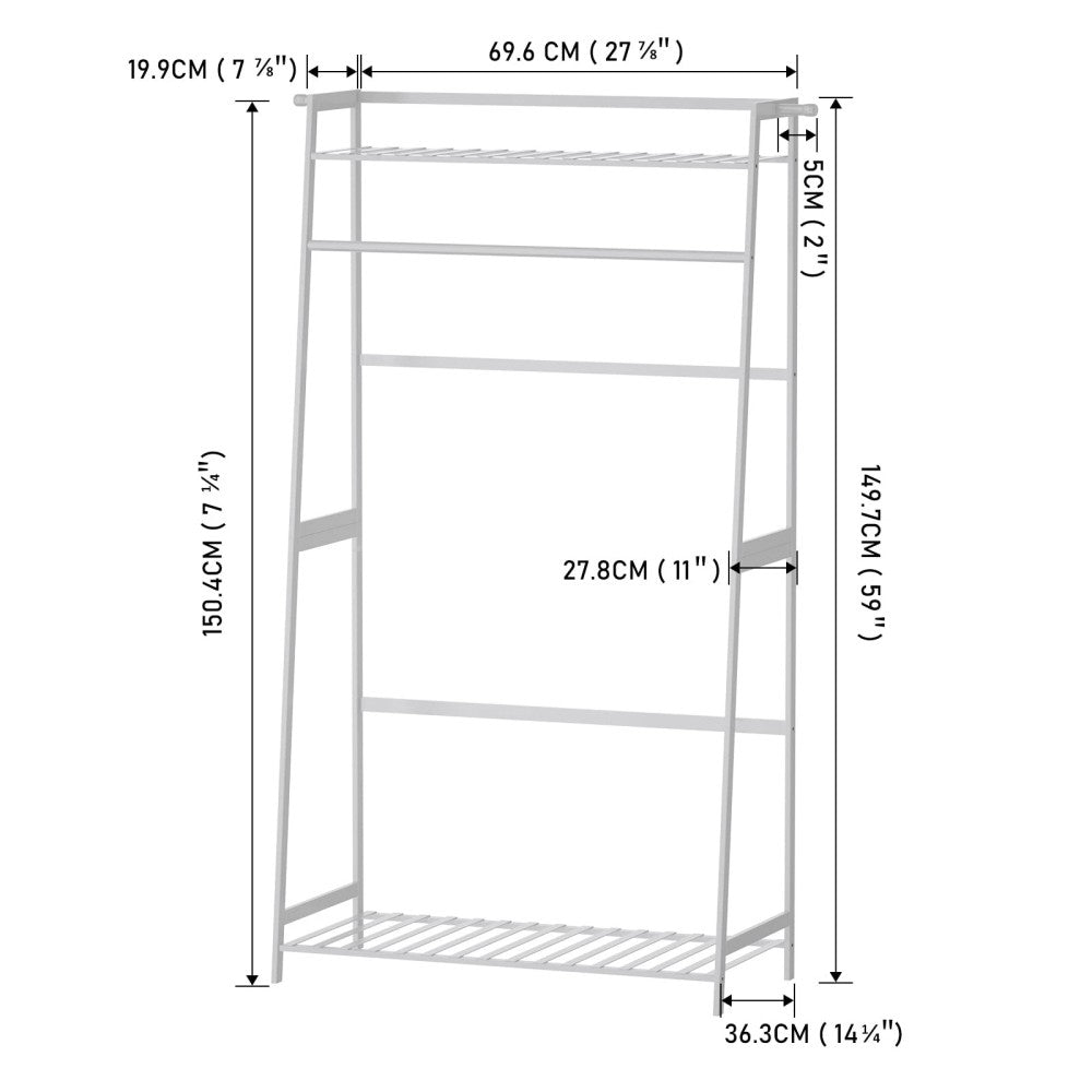 WTZ Clothing Rack with Shelves Freestanding Closet Organizer MC601 White