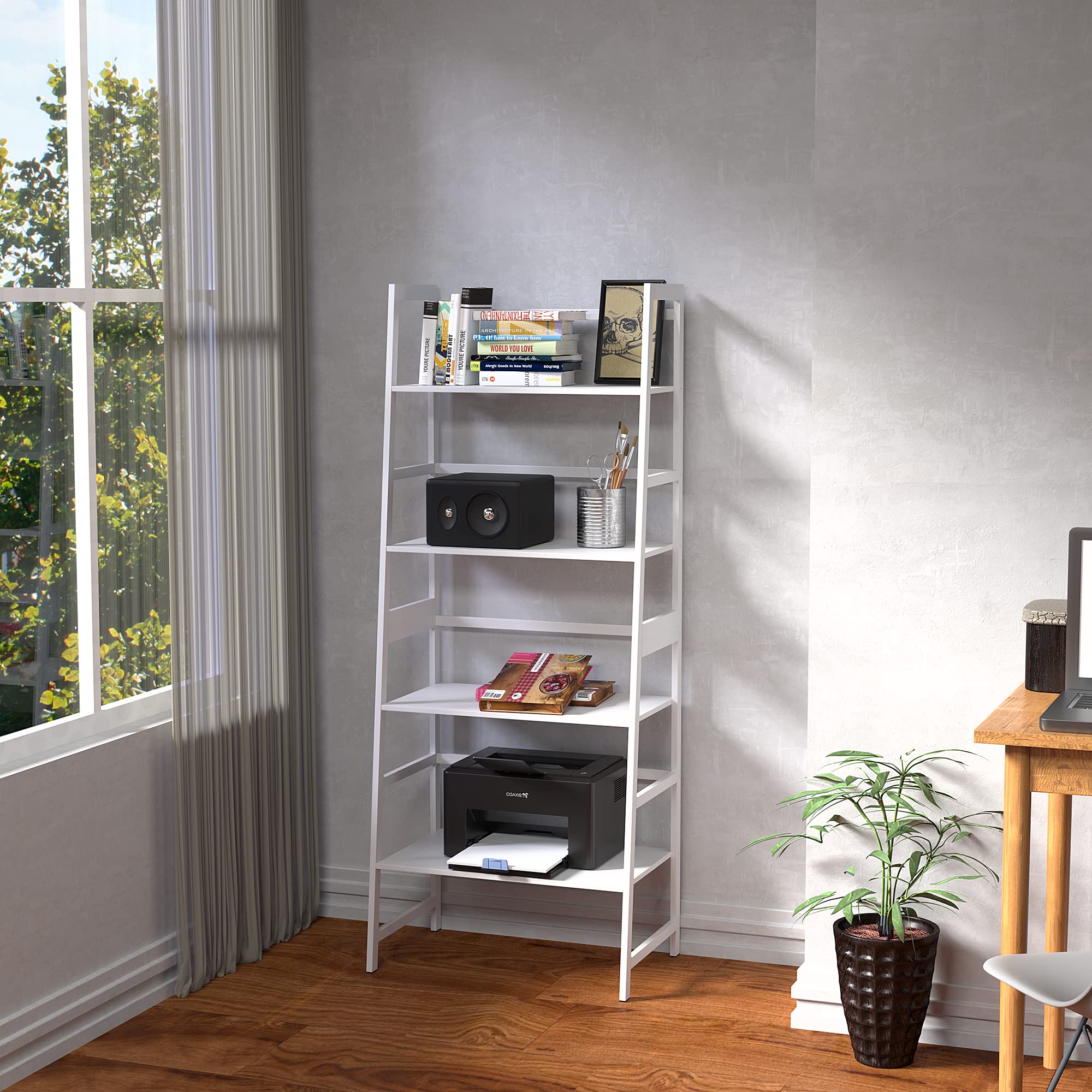 WTZ 4 Tier Bookshelf, Ladder Shelf MC801 White