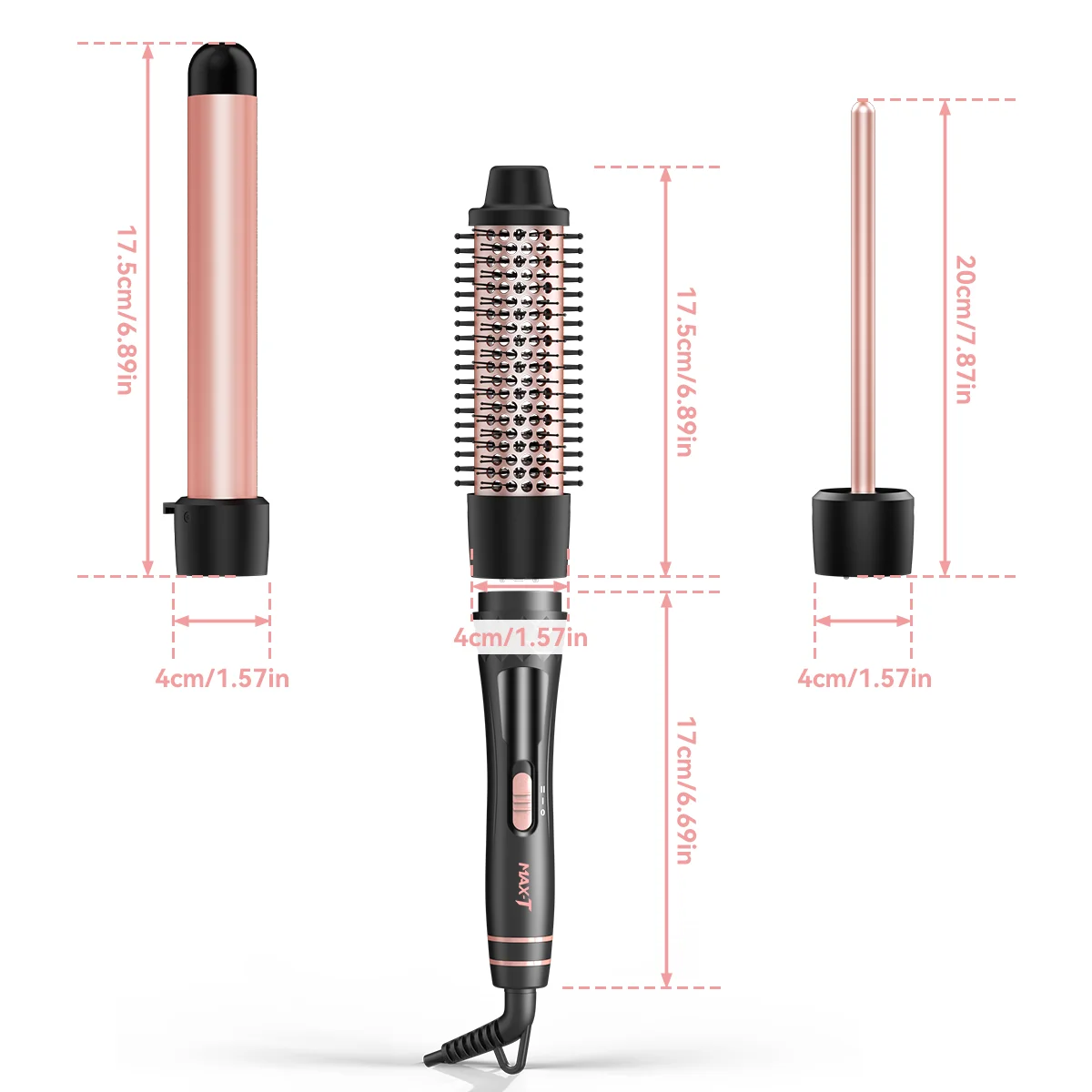 Curling Iron Set for Beginners, 3 in 1 Curling Wand Set with Thermal Brush, 3 Interchangeable Ceramic Hair Wand Curler (0.35”-1.25”), Dual Voltage Hair Curler