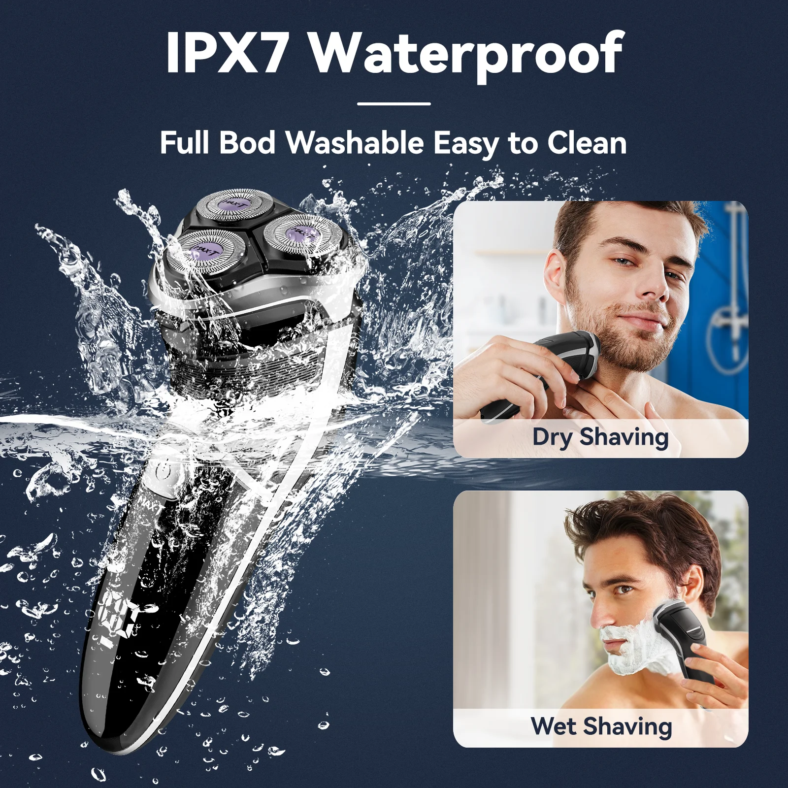MAXT Electric Razor Shaver for Men Wet & Dry Rechargeable IPX7 Waterproof Beard Trimmer with Pop up Trimmer and LED Display for Dad Husband Gift