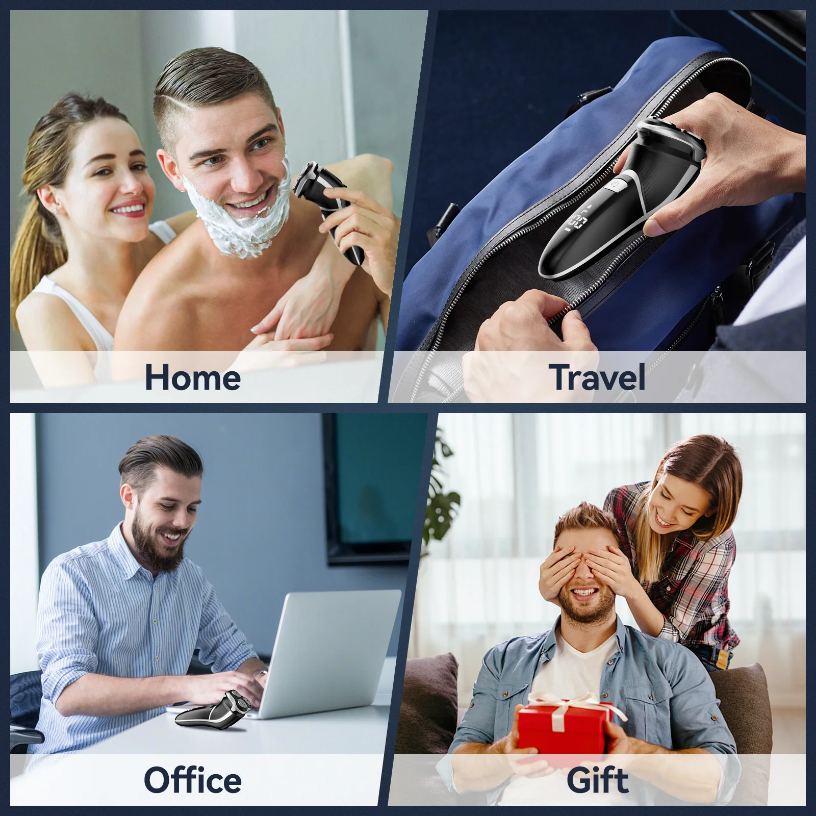 MAXT Electric Razor Shaver for Men Wet & Dry Rechargeable IPX7 Waterproof Beard Trimmer with Pop up Trimmer and LED Display for Dad Husband Gift