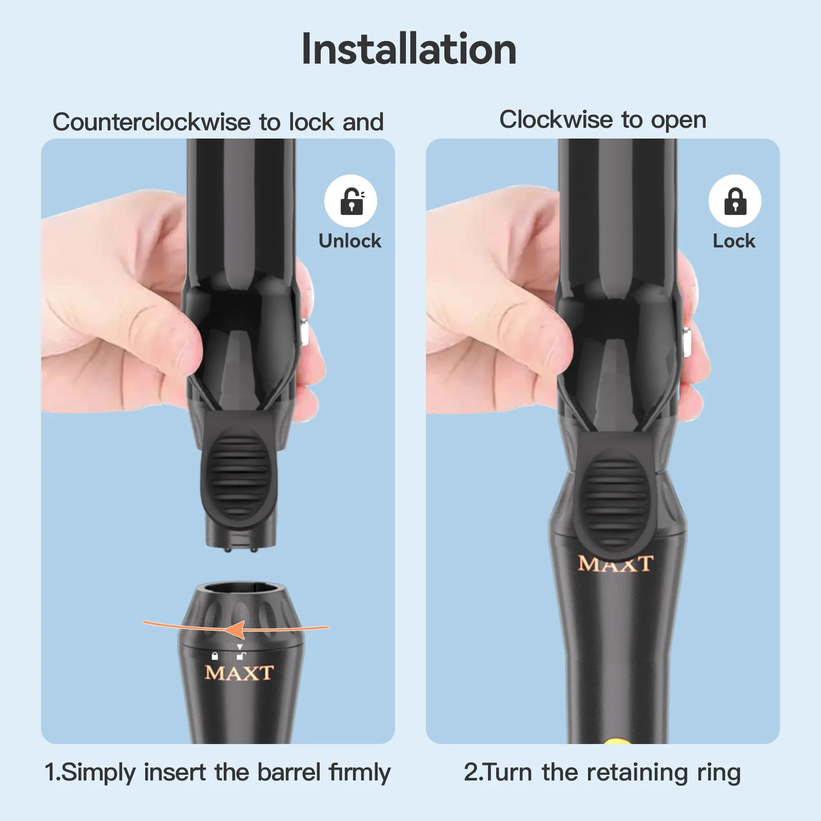 MAXT Double Ceramic Curling Iron, 1-1/4 Inch Barrel Produces Classic Curls for Short, Medium, and Long Hair