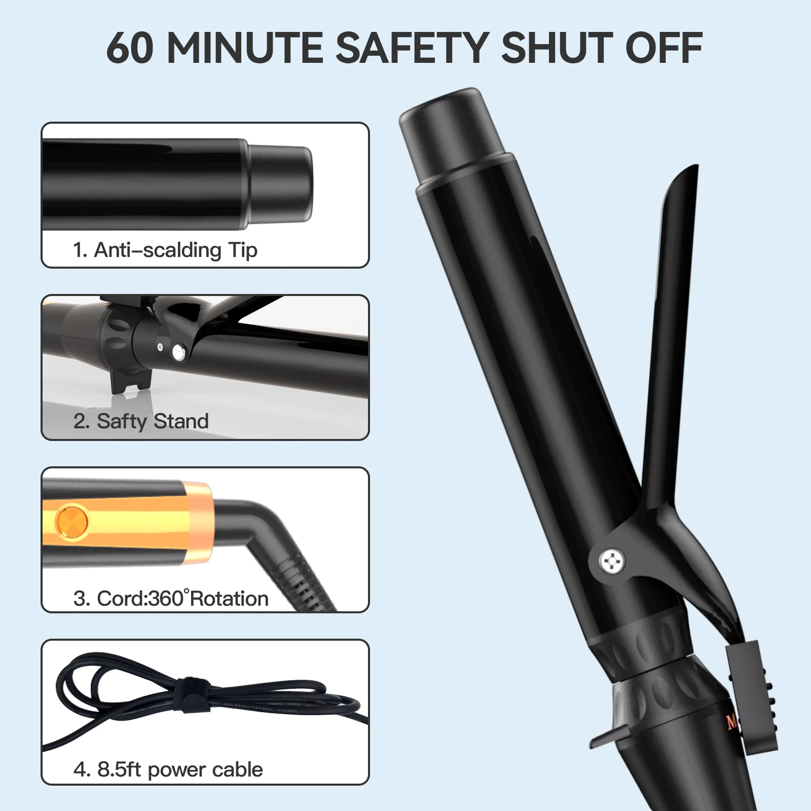 MAXT Double Ceramic Curling Iron, 1-1/4 Inch Barrel Produces Classic Curls for Short, Medium, and Long Hair