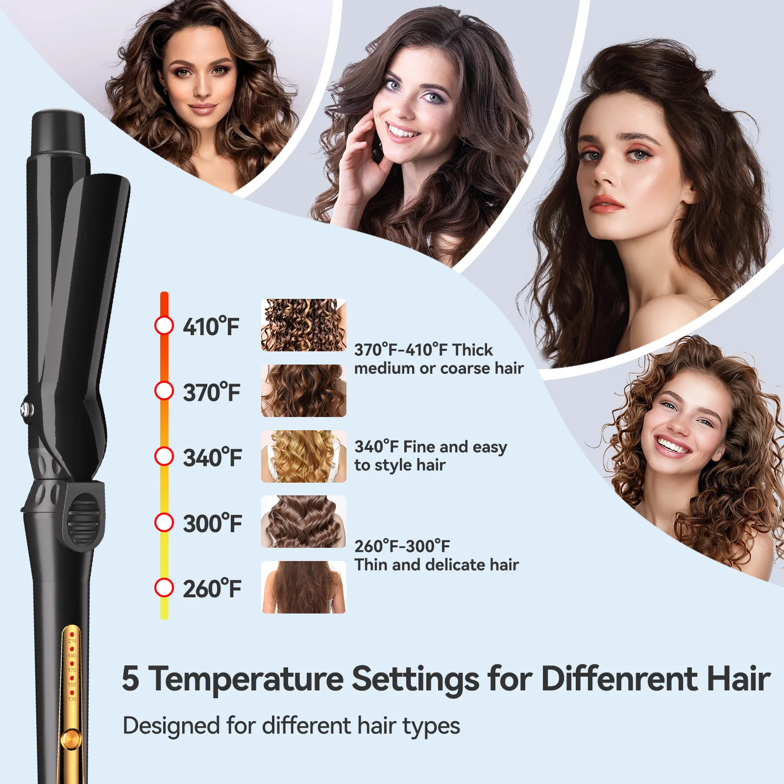 MAXT Double Ceramic Curling Iron, 1-1/4 Inch Barrel Produces Classic Curls for Short, Medium, and Long Hair
