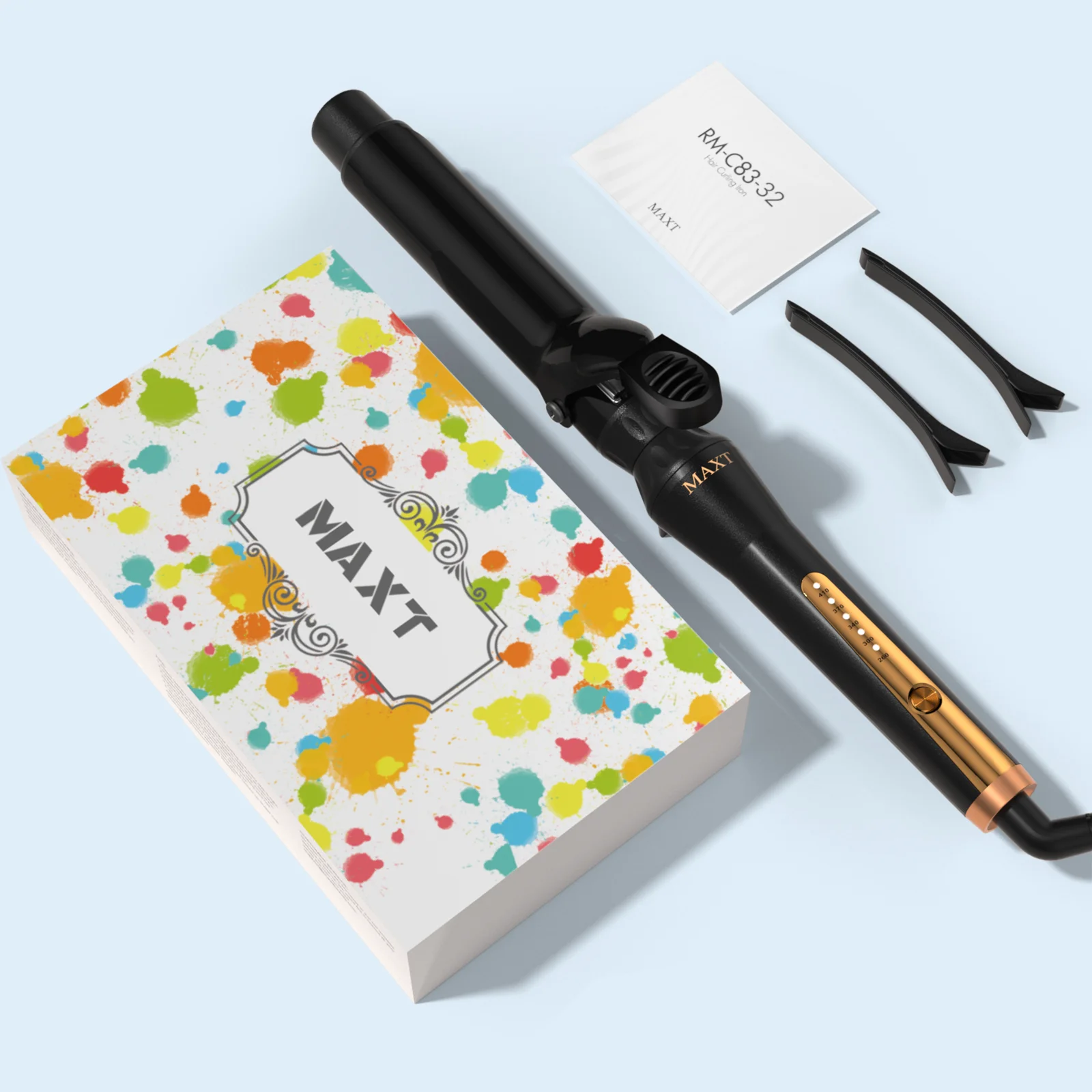 MAXT Double Ceramic Curling Iron, 1-1/4 Inch Barrel Produces Classic Curls for Short, Medium, and Long Hair