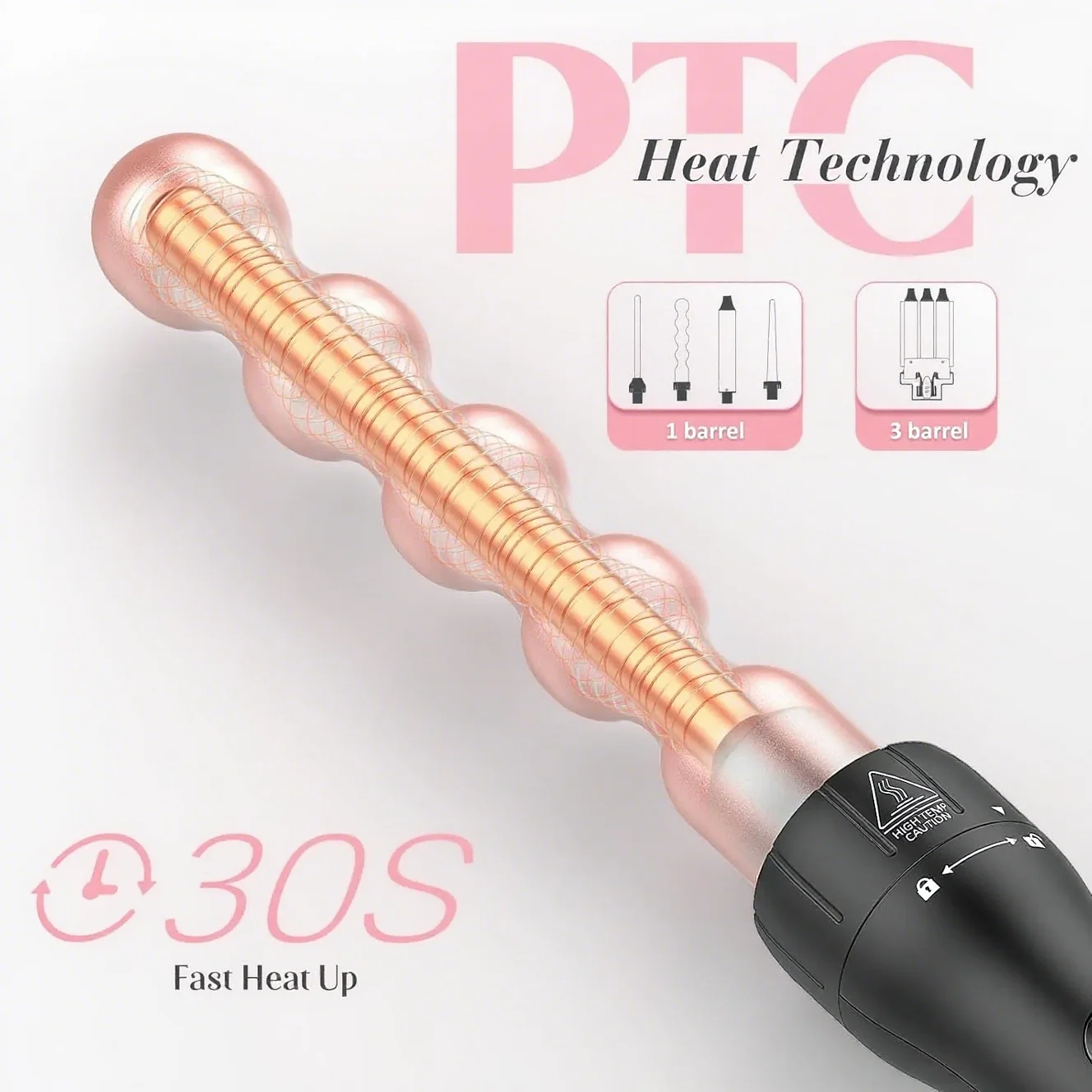 MOCEMTRY Curling Iron Wand, 5 in 1 Curling Wand Set includes 3 Barrel Crimper, Fast Heating Hair Curler Gift for Women